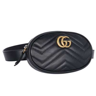 Matelasse GG Marmont Belt Bag 75 30 Black (Authentic Pre Loved)