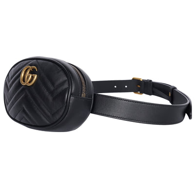 Matelasse GG Marmont Belt Bag 75 30 Black (Authentic Pre Loved)