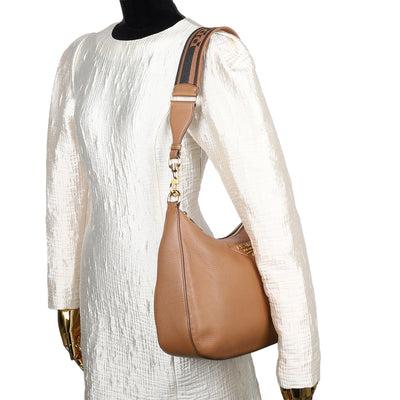 Vitello Daino Soft Zippered Hobo Shoulder Bag