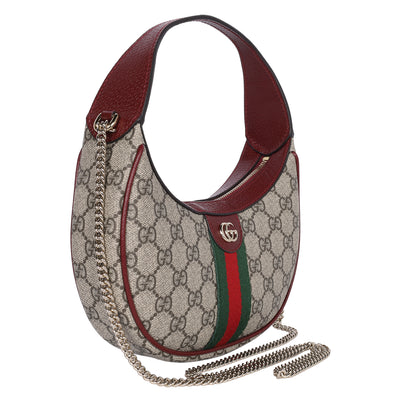 GG Supreme Monogram Textured Dollar Calfskin Small Ophidia Shoulder Bag Beige Bordeaux