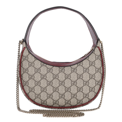 GG Supreme Monogram Textured Dollar Calfskin Small Ophidia Shoulder Bag Beige Bordeaux