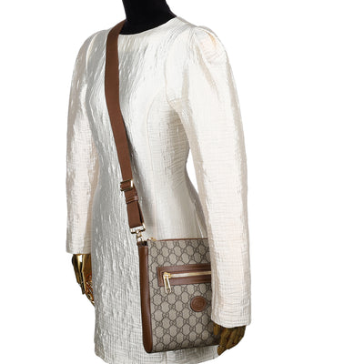 GG Supreme Monogram Interlocking G Flat Messenger Bag