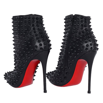 Snakilta 120 Black Patent Spiked Boots 37 6 US