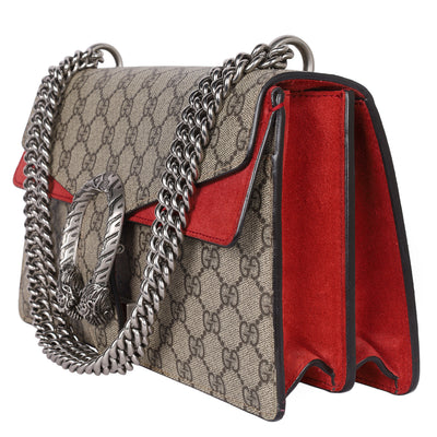 GG Supreme Monogram Dionysus Shoulder Bag Hibiscus Red