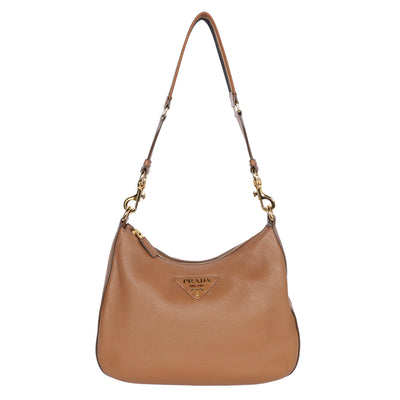 Vitello Daino Soft Zippered Hobo Shoulder Bag