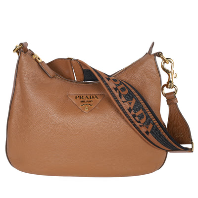 Vitello Daino Soft Zippered Hobo Shoulder Bag