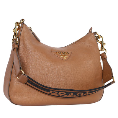 Vitello Daino Soft Zippered Hobo Shoulder Bag