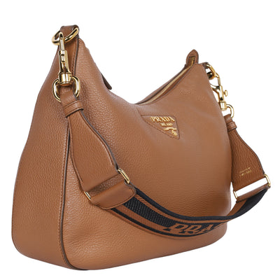 Vitello Daino Soft Zippered Hobo Shoulder Bag