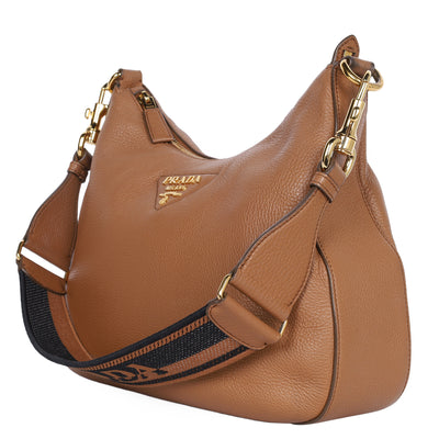 Vitello Daino Soft Zippered Hobo Shoulder Bag