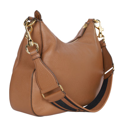 Vitello Daino Soft Zippered Hobo Shoulder Bag