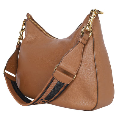 Vitello Daino Soft Zippered Hobo Shoulder Bag