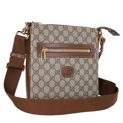 GG Supreme Monogram Interlocking G Flat Messenger Bag