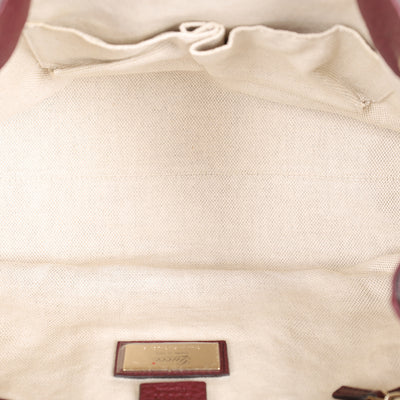 Soho Tote Bag Burgundy Pebbled Leather with GG Logo & Fringe