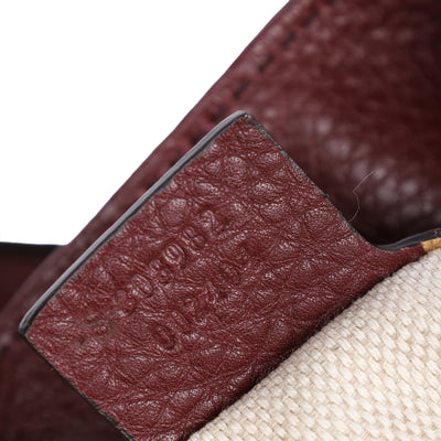 Soho Tote Bag Burgundy Pebbled Leather with GG Logo & Fringe