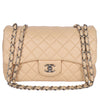 Chanel Contemporary Lambskin Quilted Jumbo Single Flap Bag in Beige