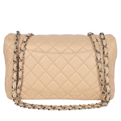Chanel Contemporary Lambskin Quilted Jumbo Single Flap Bag in Beige