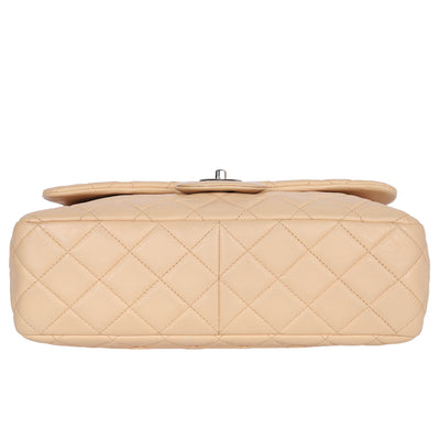 Chanel Contemporary Lambskin Quilted Jumbo Single Flap Bag in Beige