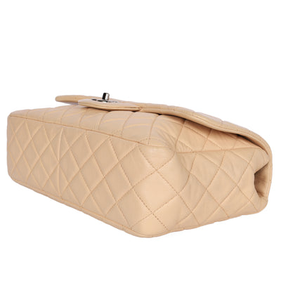 Chanel Contemporary Lambskin Quilted Jumbo Single Flap Bag in Beige