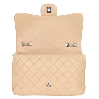 Chanel Contemporary Lambskin Quilted Jumbo Single Flap Bag in Beige
