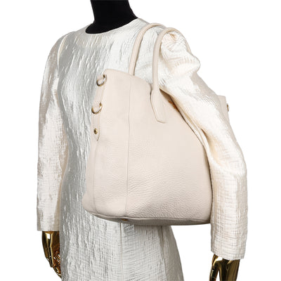 Vitello Daino Leather Shopping Tote Bag