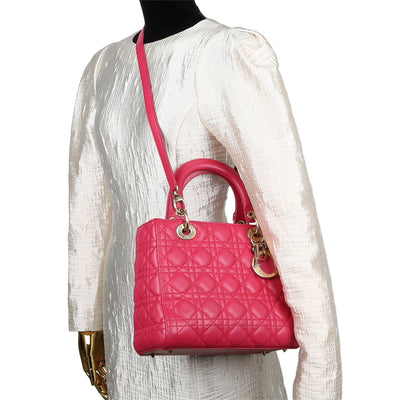 Lady Dior Leather Shoulder Bag