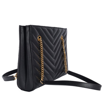 Grain De Poudre Matelasse Chevron Medium Tribeca Shopping Bag