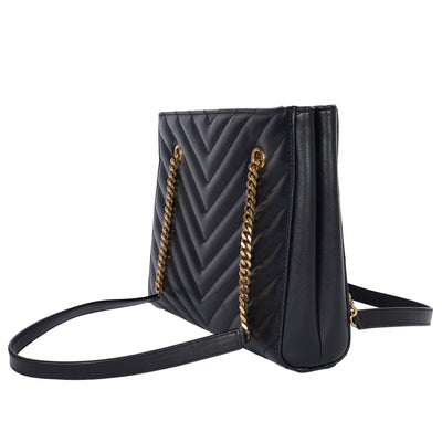 Grain De Poudre Matelasse Chevron Medium Tribeca Shopping Bag