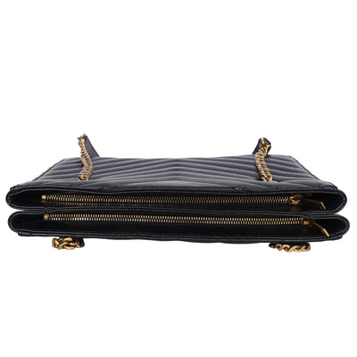 Grain De Poudre Matelasse Chevron Medium Tribeca Shopping Bag
