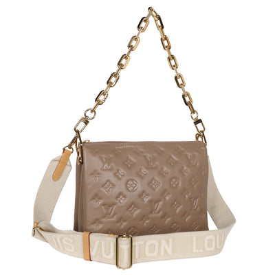 Lambskin Embossed Monogram Coussin PM Taupe