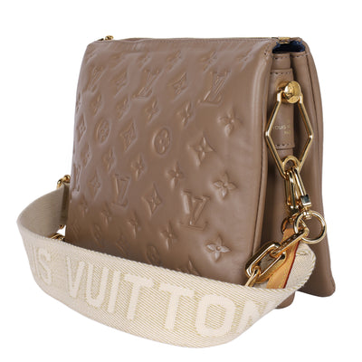 Lambskin Embossed Monogram Coussin PM Taupe