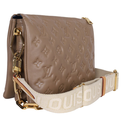 Lambskin Embossed Monogram Coussin PM Taupe