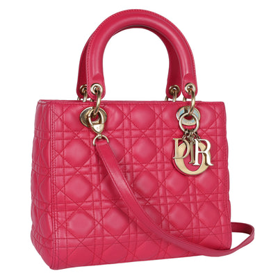 Lady Dior Leather Shoulder Bag