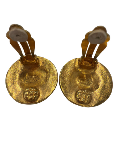 Round Gold Clip Earrings