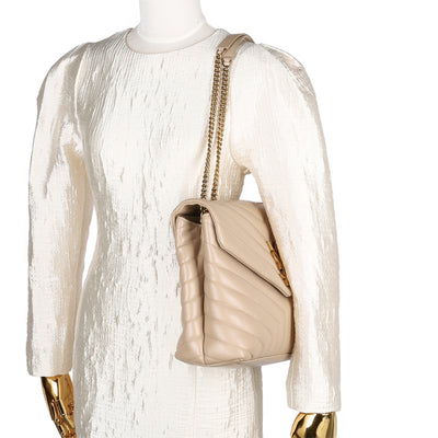 Calfskin Y Quilted Monogram Medium Loulou Chain Satchel