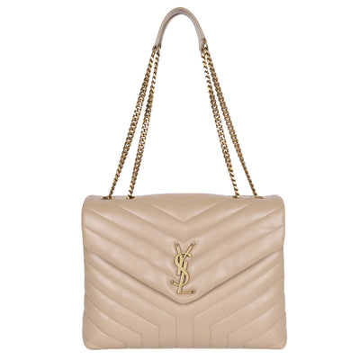 Calfskin Y Quilted Monogram Medium Loulou Chain Satchel