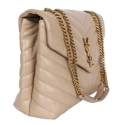 Calfskin Y Quilted Monogram Medium Loulou Chain Satchel