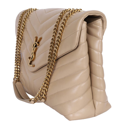 Calfskin Y Quilted Monogram Medium Loulou Chain Satchel