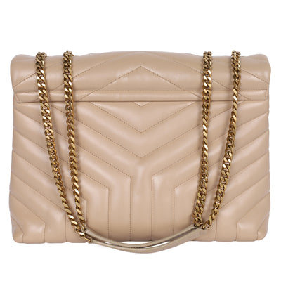 Calfskin Y Quilted Monogram Medium Loulou Chain Satchel