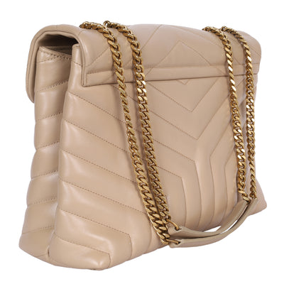 Calfskin Y Quilted Monogram Medium Loulou Chain Satchel