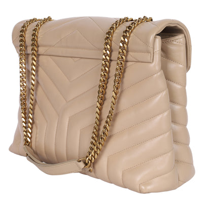 Calfskin Y Quilted Monogram Medium Loulou Chain Satchel