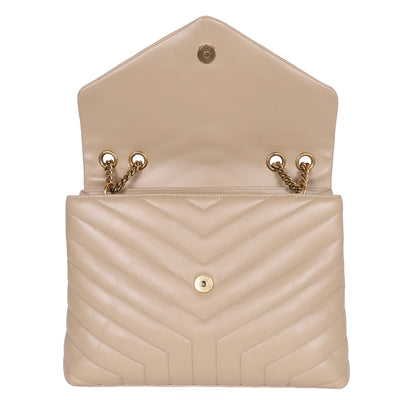 Calfskin Y Quilted Monogram Medium Loulou Chain Satchel