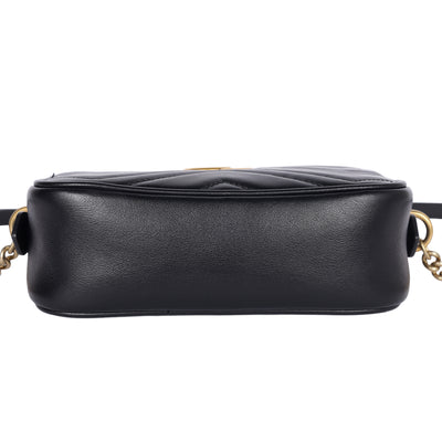 Calfskin Matelasse Mini GG Marmont Chain Shoulder Bag Black