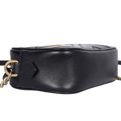 Calfskin Matelasse Mini GG Marmont Chain Shoulder Bag Black