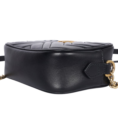 Calfskin Matelasse Mini GG Marmont Chain Shoulder Bag Black