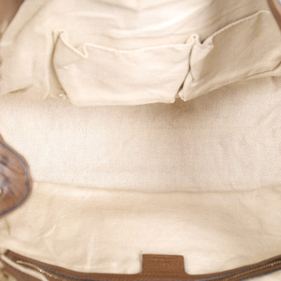 Soho Tote Bag Brown Pebbled Leather with GG Logo & Fringe