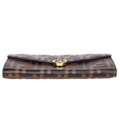 Vitello Soft F is Fendi Bi-Color FF 1974 Embossed Envelope Wallet On Chain