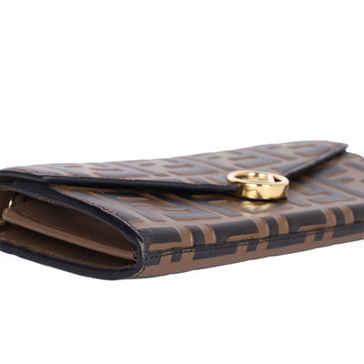 Vitello Soft F is Fendi Bi-Color FF 1974 Embossed Envelope Wallet On Chain