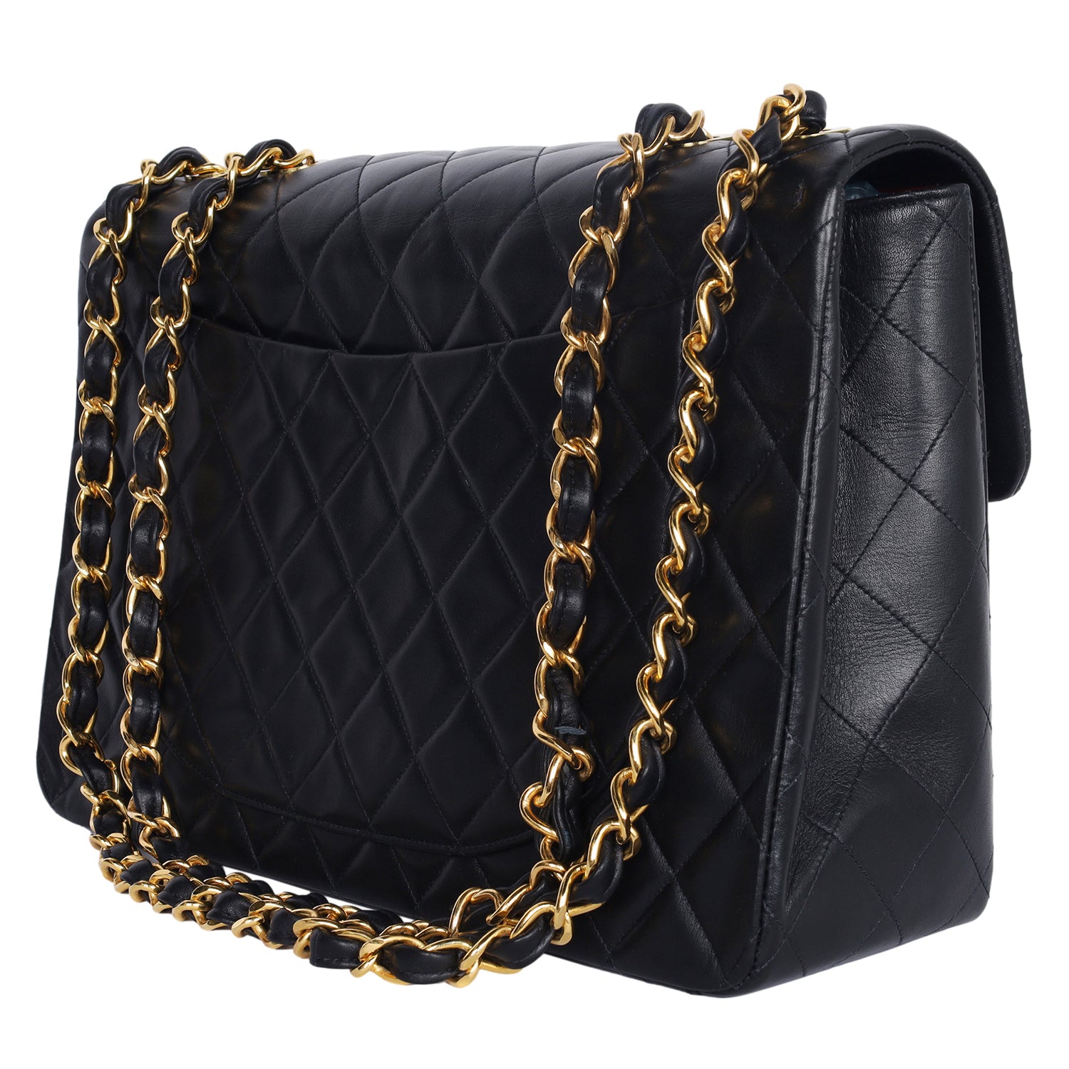 Vintage Chanel Black Quilted Jumbo Classic Flap Bag (Authentic Pre 