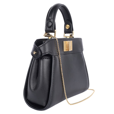 Nano Peekaboo Black Nappa Leather Miniature Bag