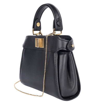 Nano Peekaboo Black Nappa Leather Miniature Bag